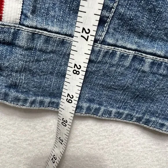 Tommy Hilfiger Lace Up Crop Jeans Women's 11 Blue Side Stripe 90s‎ Y2K - Picture 12 of 15